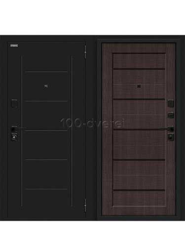 Входная дверь<br> Брукс Букле черное/Wenge Melinga