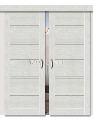 Двойная раздвижная дверь<br> ЭкоШпон 28 бианко