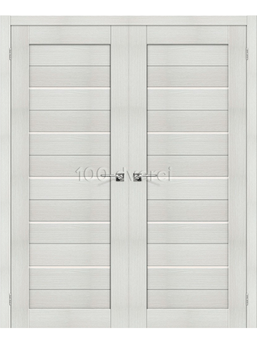 Двустворчатые двери ЭкоШпон 22 бианко со стеклом