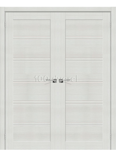 Двустворчатые двери ЭкоШпон 28 бианко с остеклением