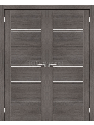 Двустворчатые двери ЭкоШпон 28 grey с остеклением