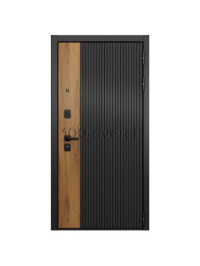 Входная дверь PRIME 10В-401 Черный матовый, Дуб галифакс медовый