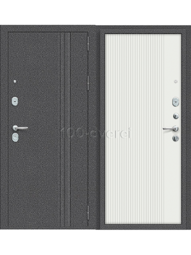 Входная дверь<br> Триск-9 Вертикаль Антик Серебряный/Белый