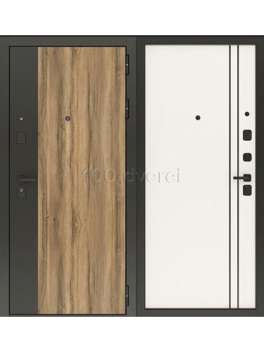 Входная дверь<br> Flat 90 Белая шагрень, черный