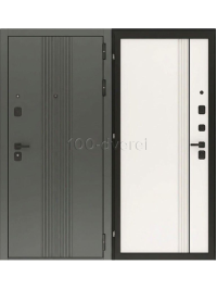 Входная дверь Flat 90 12 ФЛ 509 Белая шагрень Черный