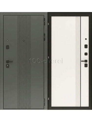 Входная дверь<br> Flat 90 12 ФЛ 509 Белая шагрень Черный