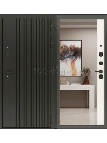 Входная дверь<br> Flat 90 12 Нарцисс Л 01 белая шагрень