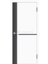 Межкомнатная дверь Дафни-2 ПГ White/Grey Кромка ABS черная