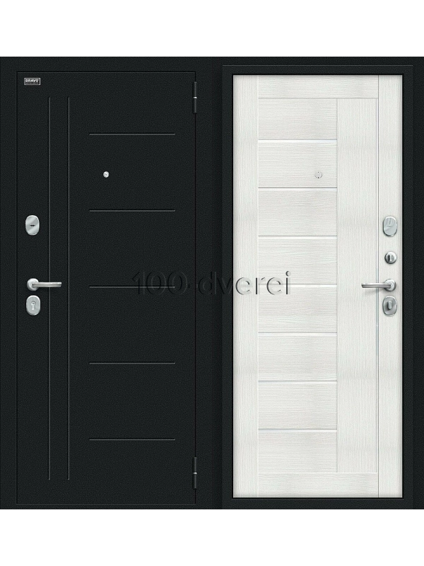 Входная дверь Портис  Букле черное/Bianco Veralinga