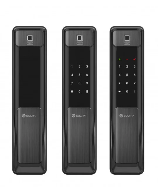 Врезной электронный дверной замок Solity GSP-2000BK BLACK с отпечатком пальца (HG2261)