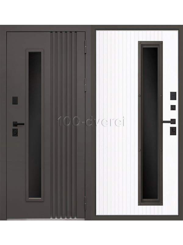 Входная дверь Odda Термо муар коричневый с окном