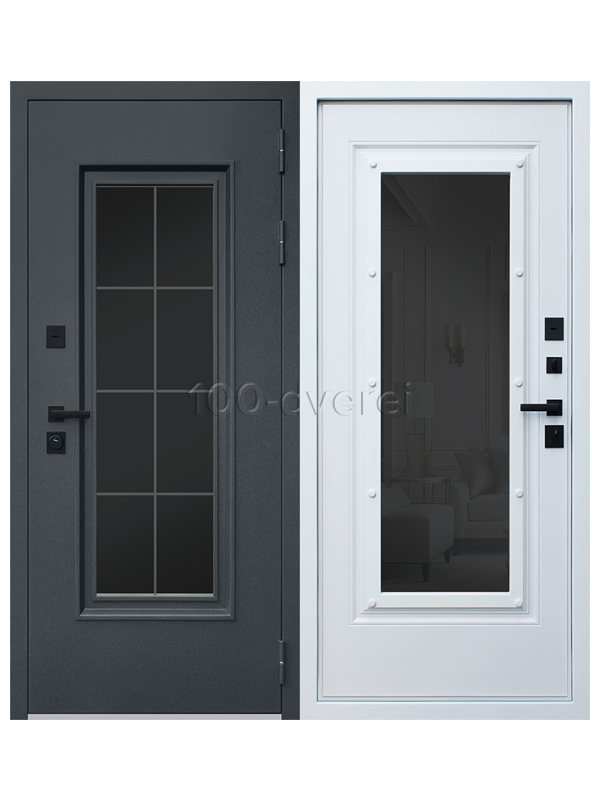 Входная дверь TITAN с окном букле графит