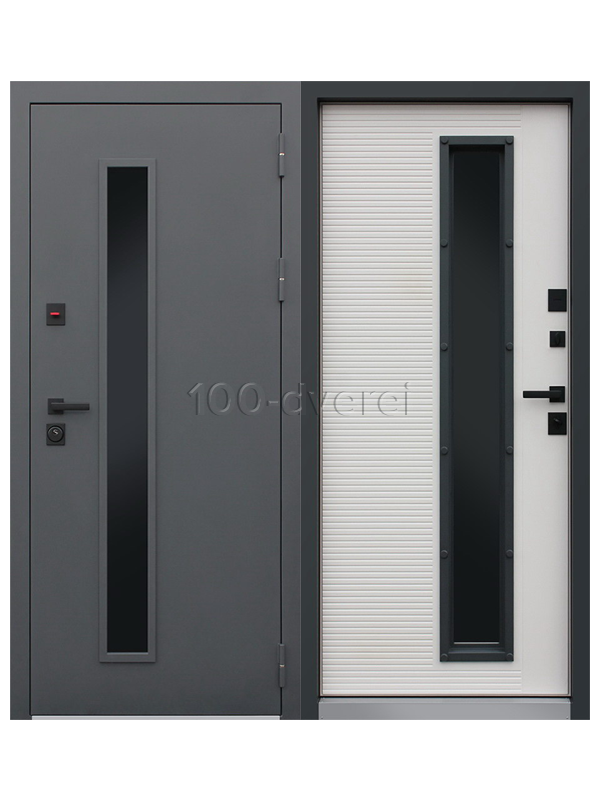 Входная дверь Trend Термо муар серый с окном