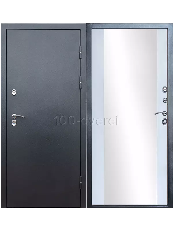 Входная дверь с терморазрывом Сибирь Термо  Зеркало серебро антик 